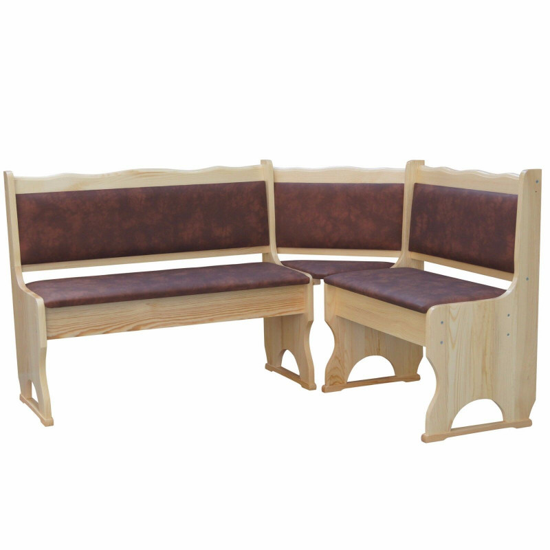 CORNER BENCH VARNISHED ECO-LEATHER BROWN