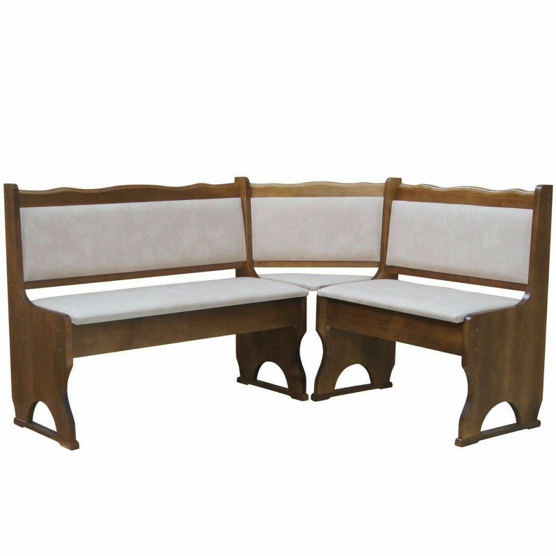 Grenenhouten hoekbank, eikenkleur, bekleding: beige kunstleer II
