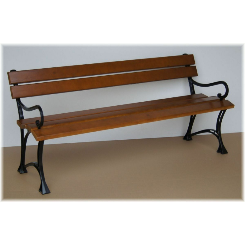 160 cm garden bench with armrests, pine and aluminium