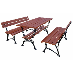 Set da giardino: tavolo, 2 panche, pino e alluminio