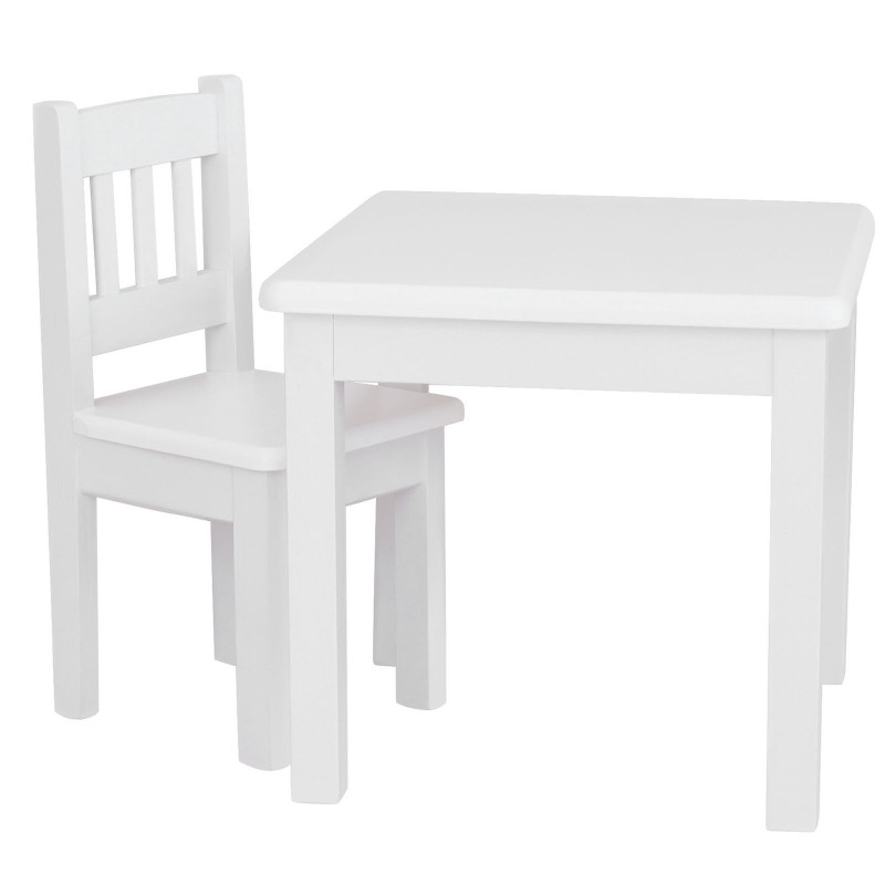 Set per bambini: tavolo e 1 sedia, bianco