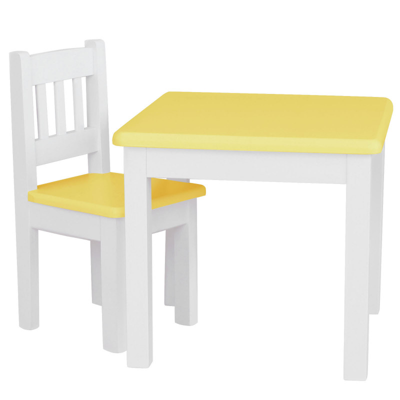 Set per bambini: tavolo e 1 sedia, bianco/giallo