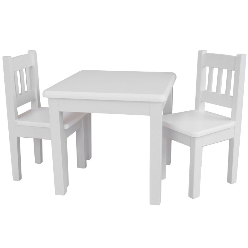Kinderset: tafel en 2 stoelen, wit