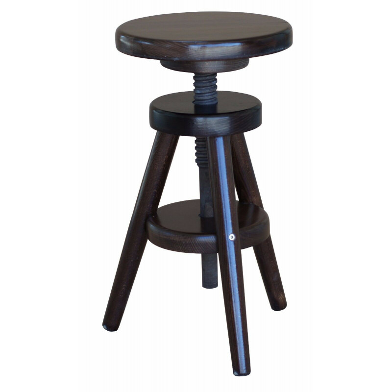 Beukenhouten barkruk, 52–68 cm, walnootkleur