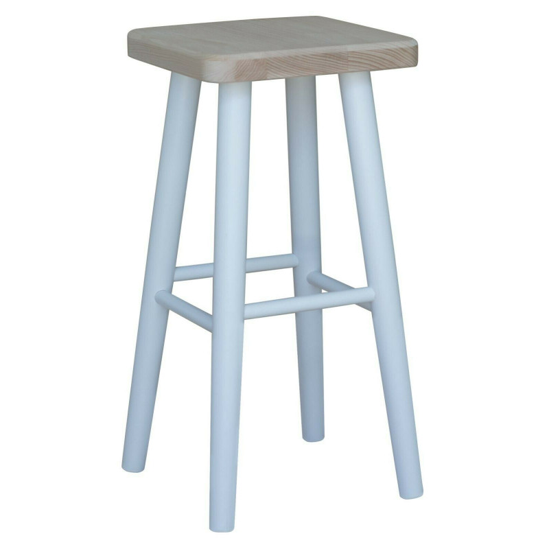 Sgabello da bar in faggio, 61 cm, struttura bianca, seduta: grezzo