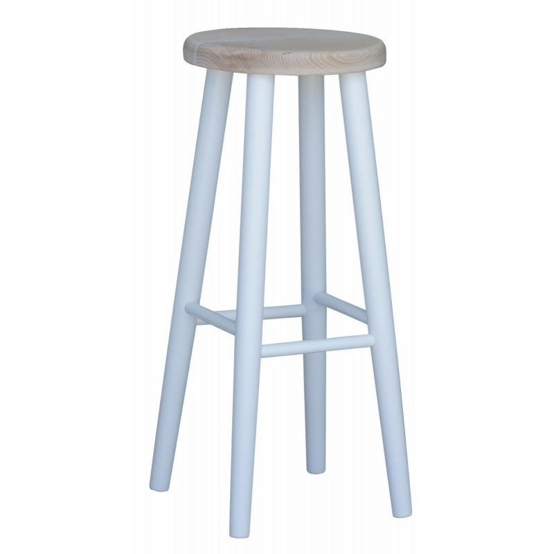 Sgabello da bar in faggio, 72 cm, struttura bianca, seduta: grezzo