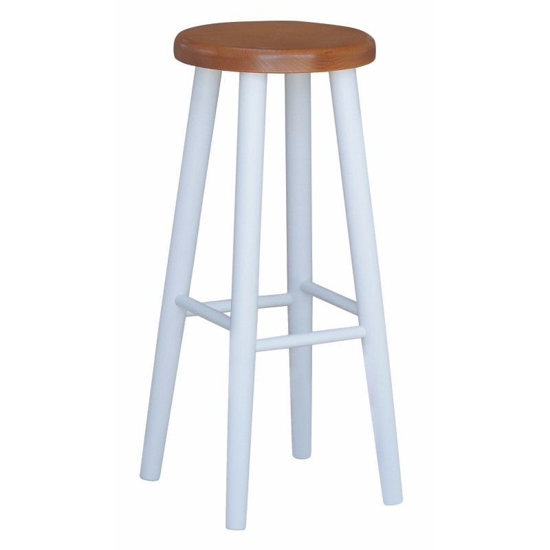 Sgabello da bar in faggio, 72 cm, struttura bianca, seduta: colore ontano