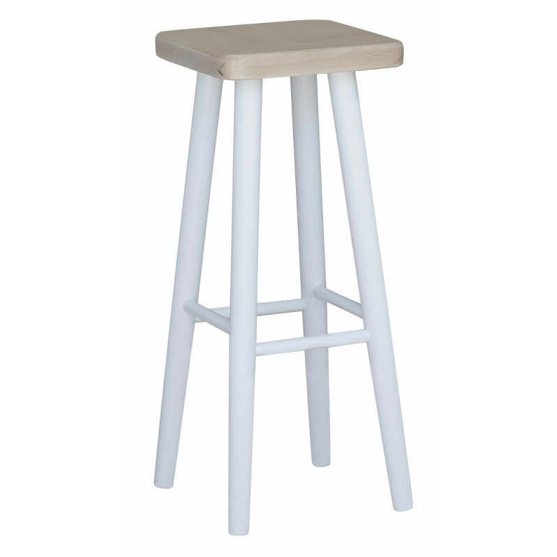 Sgabello da bar in faggio, 72 cm, struttura bianca, seduta: grezzo