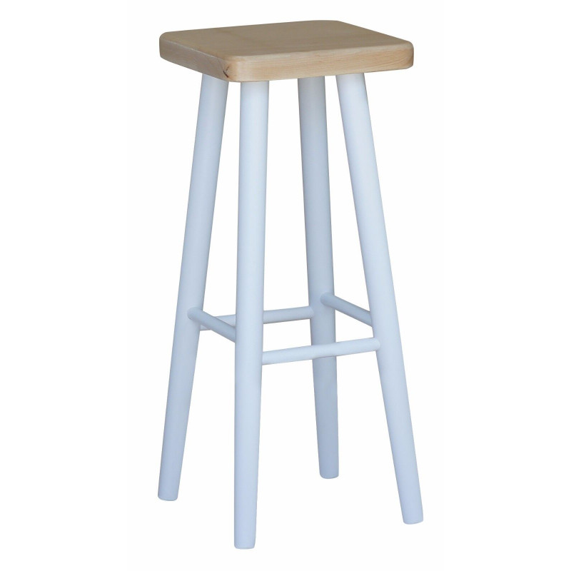 Sgabello da bar in faggio, 72 cm, struttura bianca, seduta: vernice trasparente