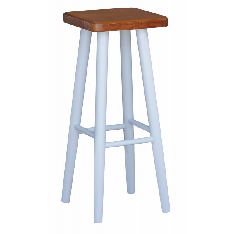 Sgabello da bar in faggio, 72 cm, struttura bianca, seduta: colore ontano