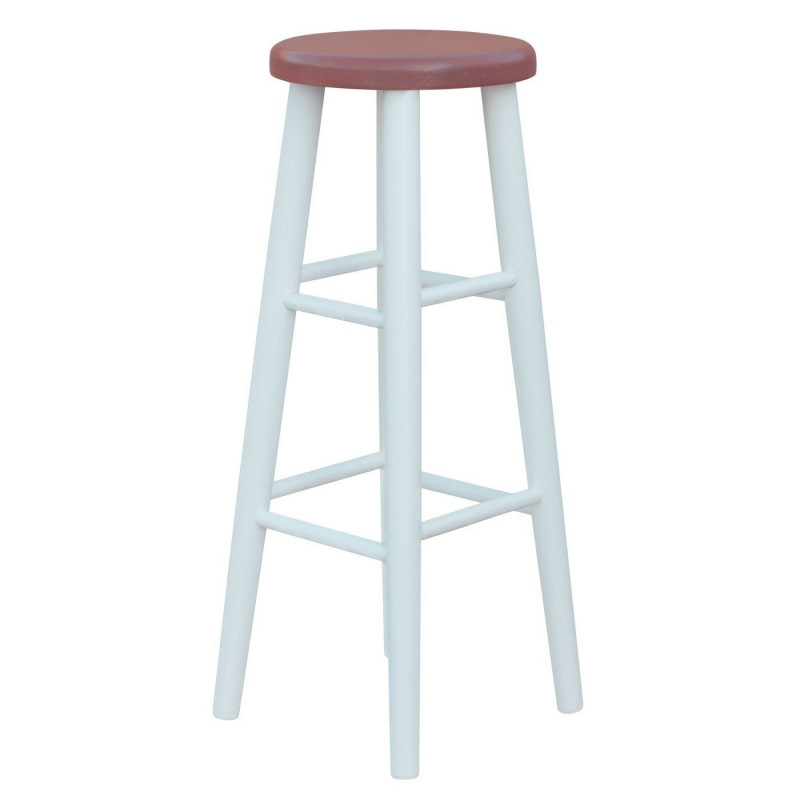 Beukenhouten barkruk, 82 cm, wit frame, zitting: elzenkleur