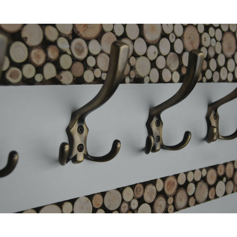 Appendiabiti da parete in pino, 5 ganci, 60 cm