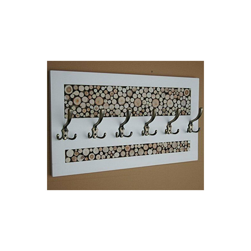 Appendiabiti da parete in pino, 6 ganci, 70 cm