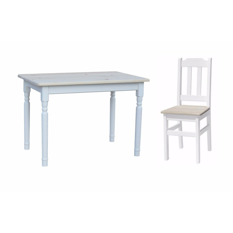 Set da pranzo in pino: 120 × 70 cm tavolo, 4 sedie, grezzo