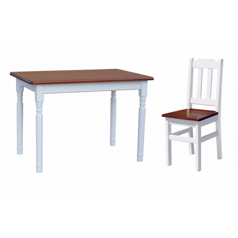 Set da pranzo in pino: 120 × 70 cm tavolo, 4 sedie, colore calvados