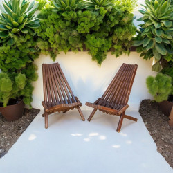 Set van 2 inklapbare tuinstoelen van massief grenenhout, onbehandeld