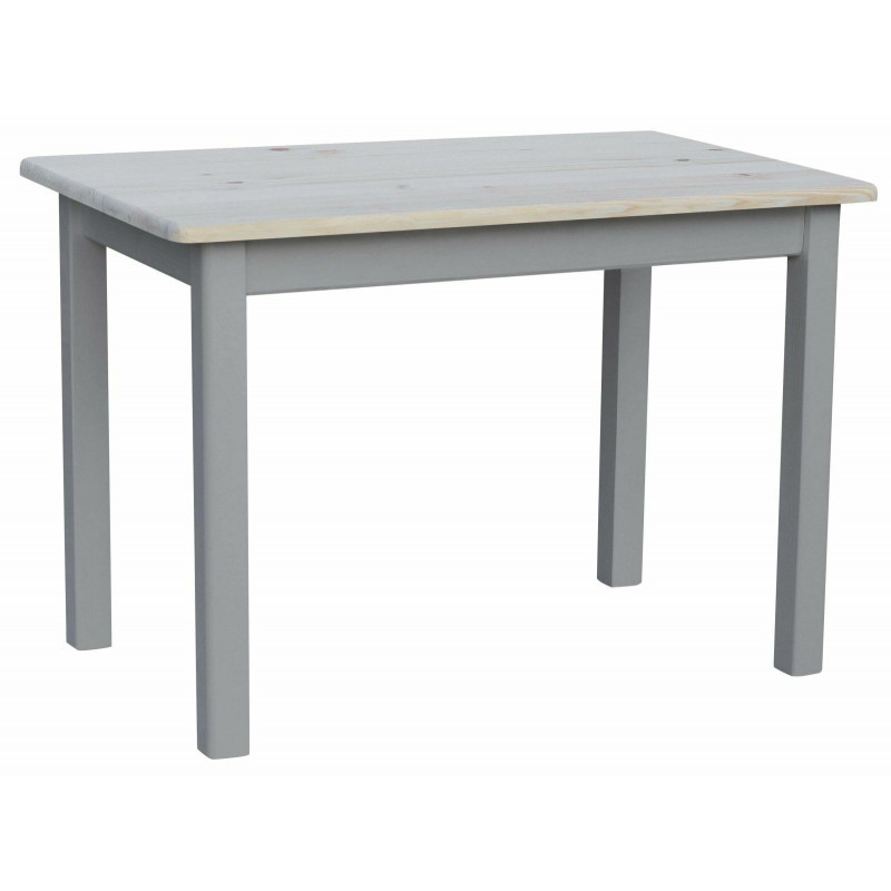 Grenenhouten eettafel, grijze poten, blad: onbehandeld