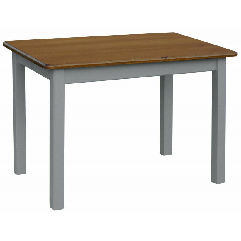 Tavolo da pranzo in pino, gambe grigie, piano: colore rovere