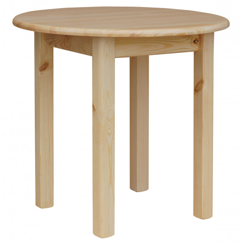 ROUND TABLE PINE WOOD VARNISHED SQUARE LEGS