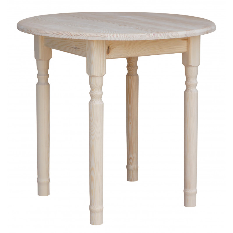 ROUND TABLE PINE WOOD UNTREATED TURNED LEGS FARMHOUSE