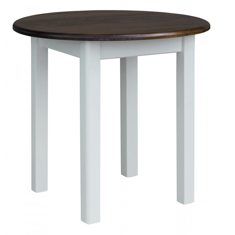 ROUND TABLE PINE WOOD NUT WHITE SQUARE LEGS