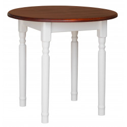 ROUND TABLE PINE WOOD CALVADOS WHITE TURNED LEGS