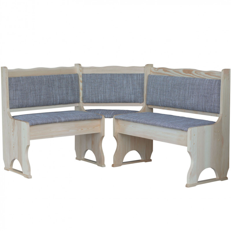 Grenenhouten hoekbank, onbehandeld, bekleding: beige
