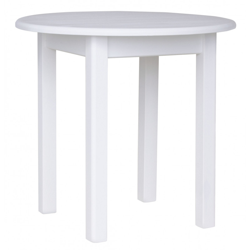 ROUND TABLE PINE WOOD WHITE SQUARE LEGS