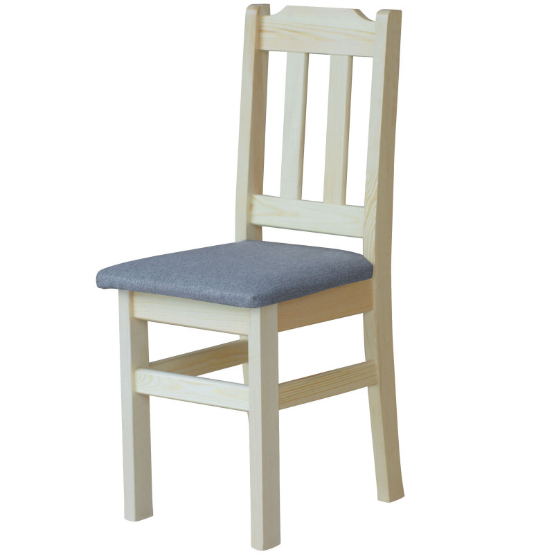 PINE CHAIR VARNISHED UPHOLSTERY GRAY LIGHT